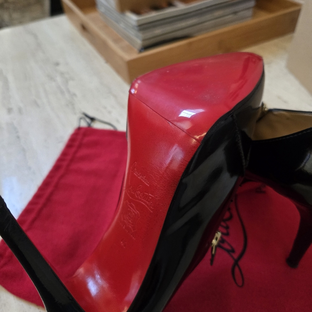 Louboutin Black Patent Lapano Loafer Zipper Booties - EUC - Picture 11 of 11